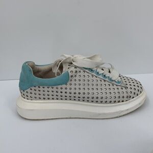Hollie Watman Star Gazing sneakers white leather silver shoe platform women 8.5